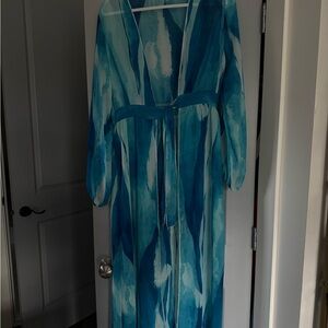 Blue Multi-Tone Sheer Maxi Cardigan